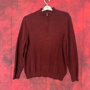 MEN'S CROFT & BARROW GUARTER ZIP SWEATER BURGUNDY COLOR SIZE XL